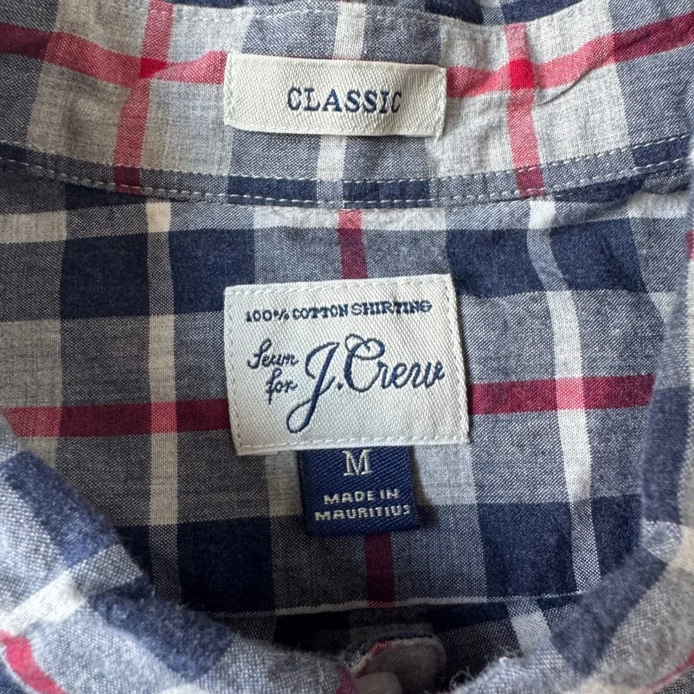 J.Crew Classic Fit Plaid‎ Button Down Shirt Men's M 100% Cotton Long Sleeve